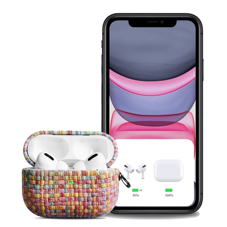 Weave Texture PU Shockproof Earphone Protective Case with Hook, For AirPods Pro, For AirPods Pro 2