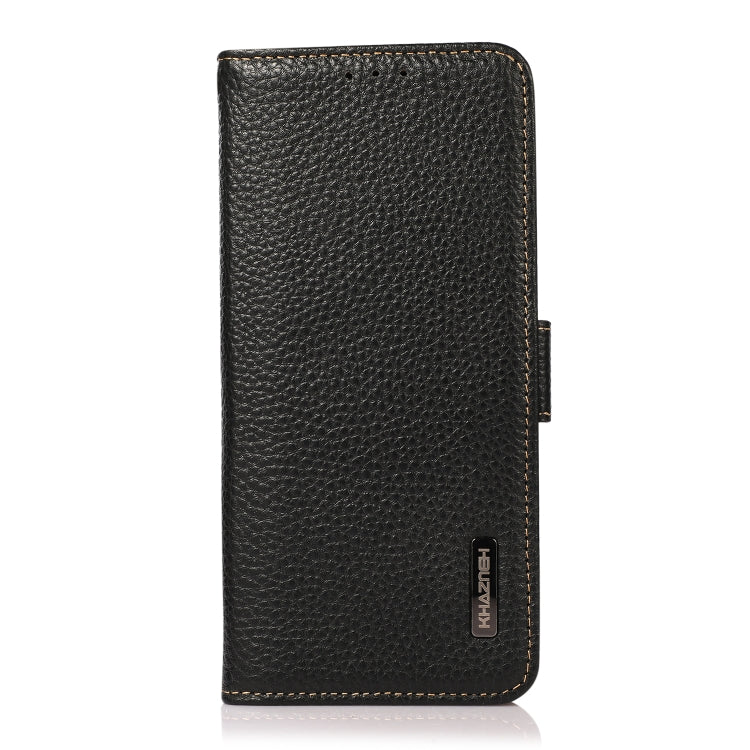 KHAZNEH Side-Magnetic Litchi Genuine Leather RFID Case, For Sony Xperia 5 IV