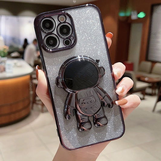Astronaut Holder Gradient Glitter Powder Phone Case, For iPhone 14, For iPhone 14 Plus, For iPhone 14 Pro