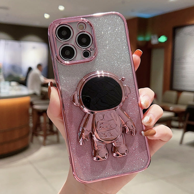 Astronaut Holder Gradient Glitter Powder Phone Case, For iPhone 14, For iPhone 14 Plus, For iPhone 14 Pro