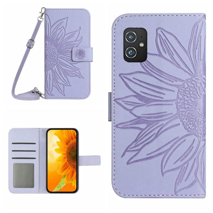 Skin Feel Sun Flower Pattern Flip Leather Phone Case with Lanyard, For Asus ZenFone 8 ZS590KS, For Asus ZenFone 9