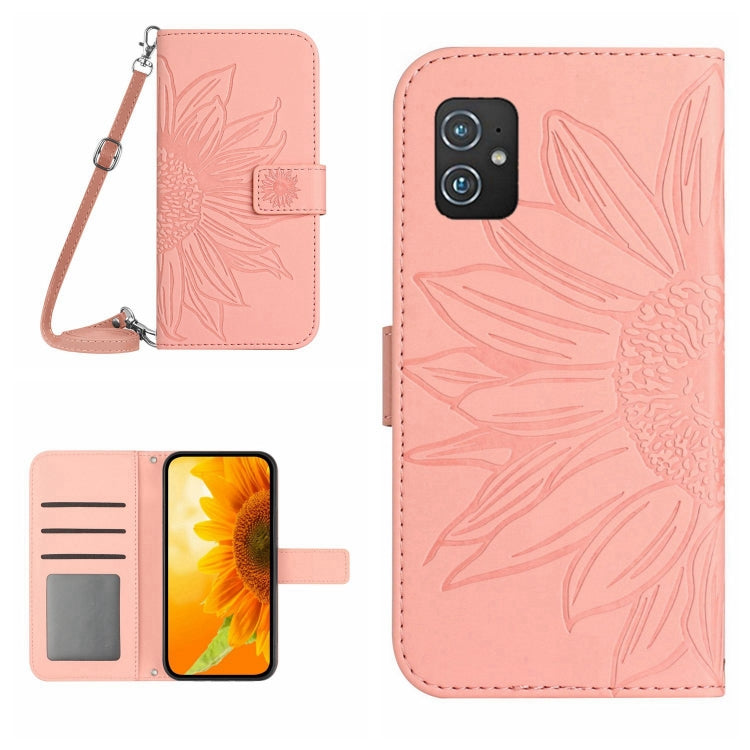 Skin Feel Sun Flower Pattern Flip Leather Phone Case with Lanyard, For Asus ZenFone 8 ZS590KS, For Asus ZenFone 9