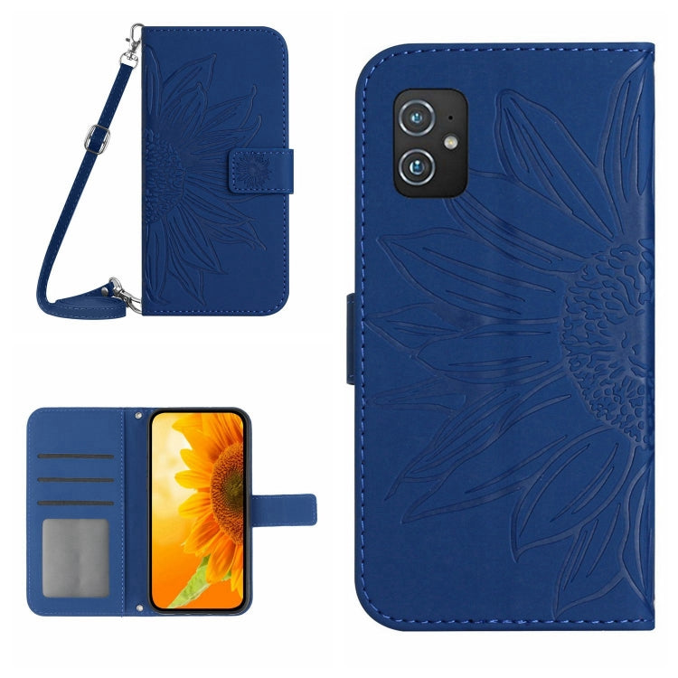 Skin Feel Sun Flower Pattern Flip Leather Phone Case with Lanyard, For Asus ZenFone 8 ZS590KS, For Asus ZenFone 9