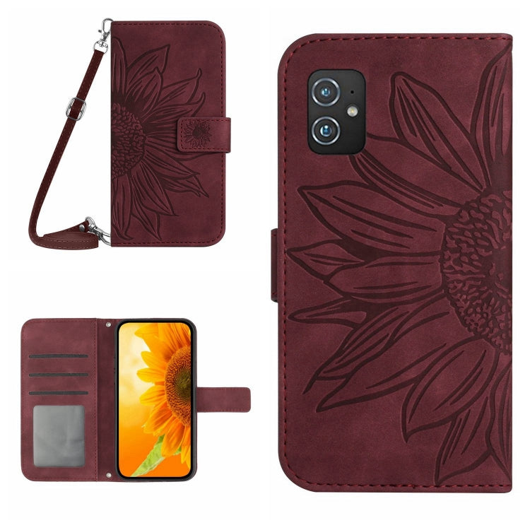 Skin Feel Sun Flower Pattern Flip Leather Phone Case with Lanyard, For Asus ZenFone 8 ZS590KS, For Asus ZenFone 9