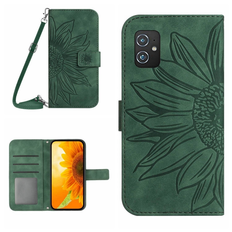 Skin Feel Sun Flower Pattern Flip Leather Phone Case with Lanyard, For Asus ZenFone 8 ZS590KS, For Asus ZenFone 9