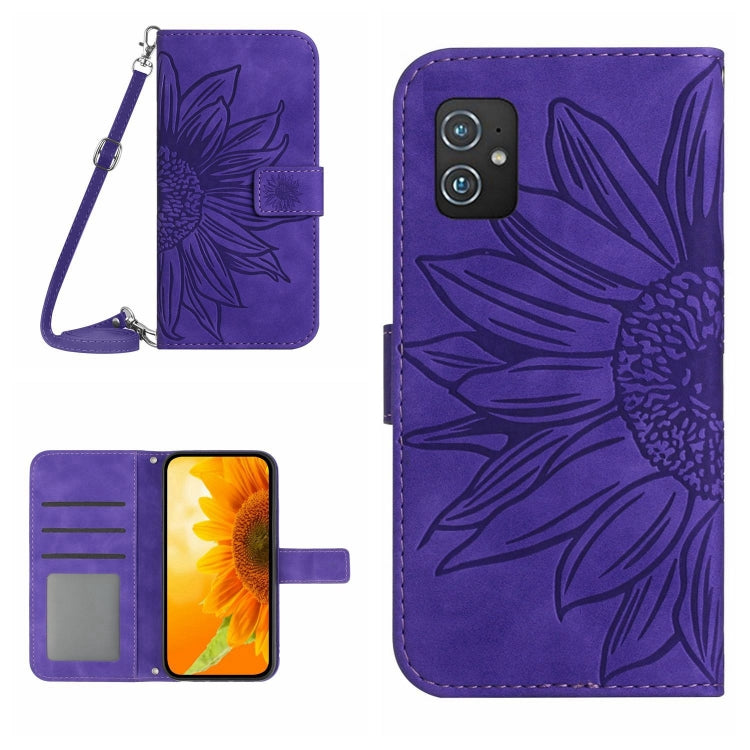 Skin Feel Sun Flower Pattern Flip Leather Phone Case with Lanyard, For Asus ZenFone 8 ZS590KS, For Asus ZenFone 9
