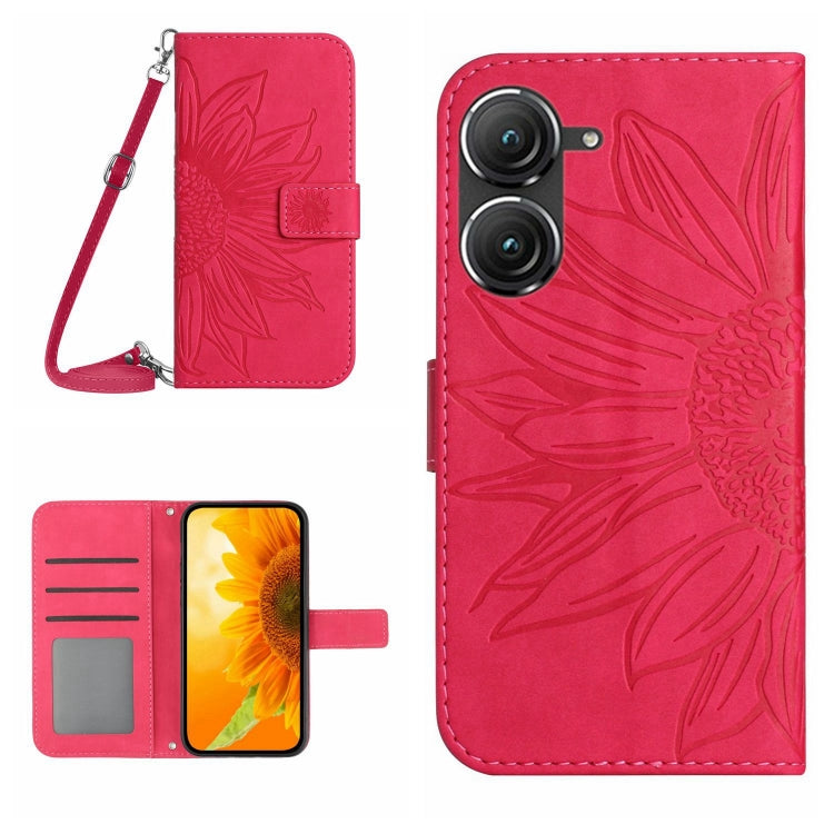 Skin Feel Sun Flower Pattern Flip Leather Phone Case with Lanyard, For Asus ZenFone 8 ZS590KS, For Asus ZenFone 9