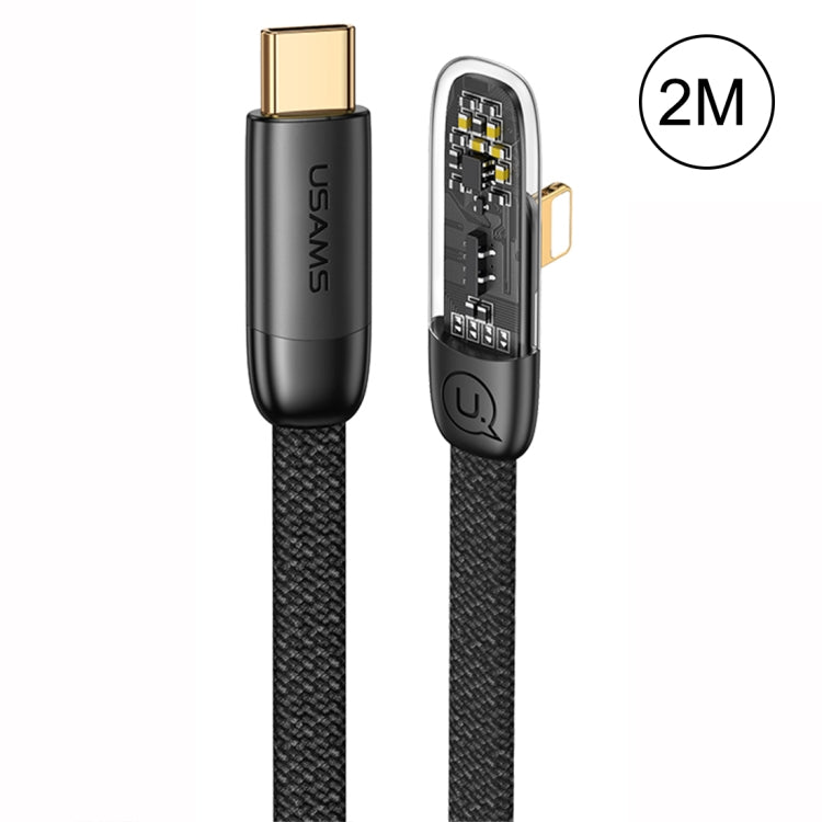 USAMS  US-SJ583 PD 20W Iceflake Series Type-C to 8 Pin Right Angle Transparent Fast Charge Data Cable, 1.2m, 2m