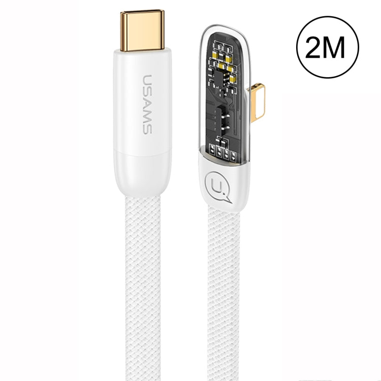 USAMS  US-SJ583 PD 20W Iceflake Series Type-C to 8 Pin Right Angle Transparent Fast Charge Data Cable, 1.2m, 2m