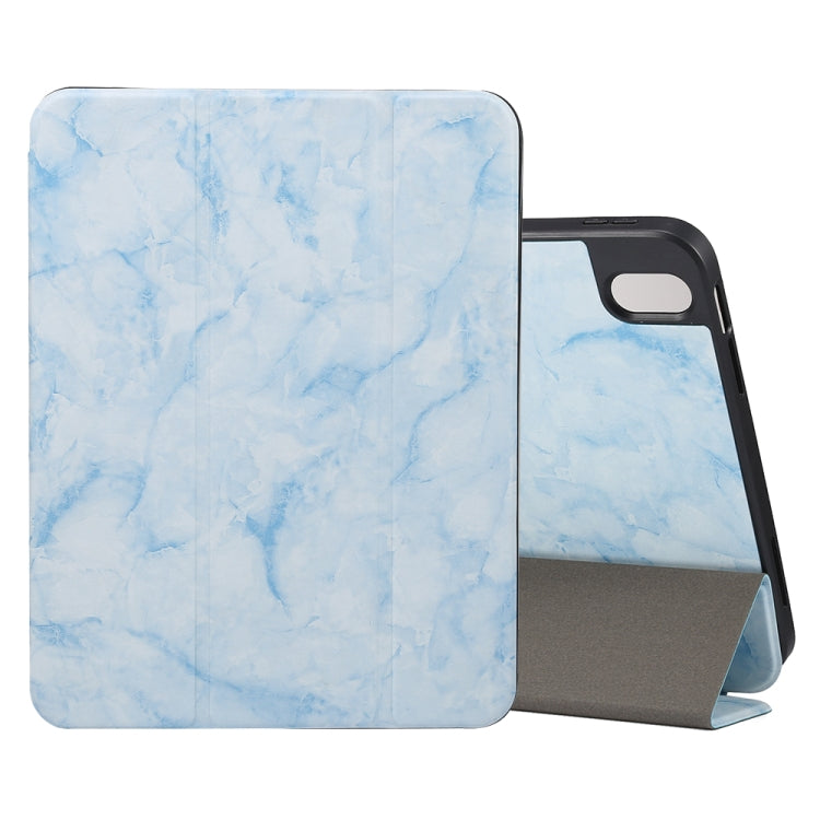 Three-fold Marble Texture Protective Tablet Case with Pen Slot, For iPad 10th Gen 10.9 2022