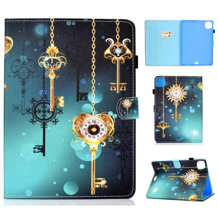 Sewing Thread Horizontal Painted Flat Leather Case with Sleep Function & Pen Cover & Anti Skid Strip & Card Slot & Holder, For iPad Pro 11 (2020)