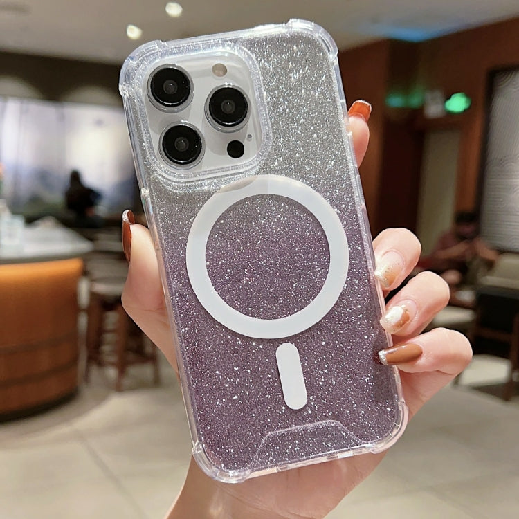 MagSafe Gradient Color Glitter Acrylic Shockproof Phone Case, For iPhone 11 Pro Max, For iPhone 11 Pro, For iPhone 11