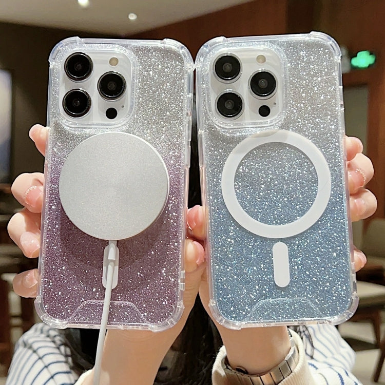 MagSafe Gradient Color Glitter Acrylic Shockproof Phone Case, For iPhone 11 Pro Max, For iPhone 11 Pro, For iPhone 11