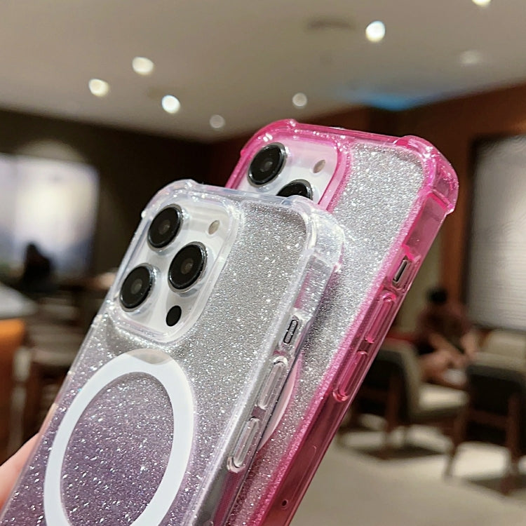 MagSafe Gradient Color Glitter Acrylic Shockproof Phone Case, For iPhone 11 Pro Max, For iPhone 11 Pro, For iPhone 11