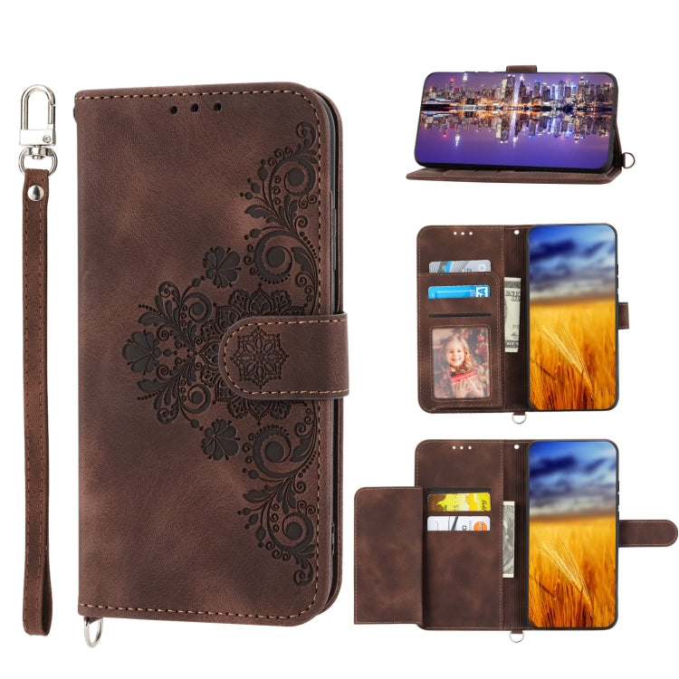 Skin-feel Flowers Embossed Wallet Leather Phone Case, Series 1