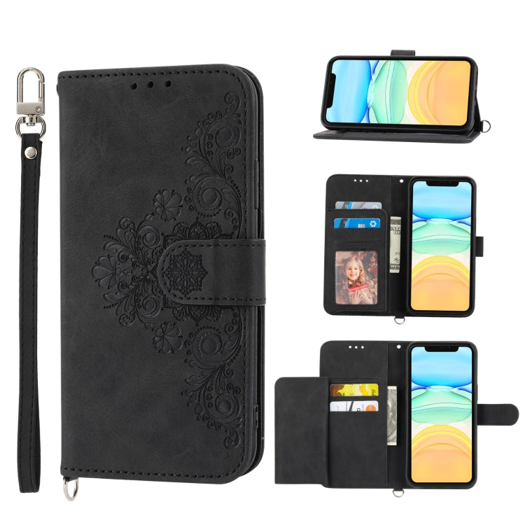 Skin-feel Flowers Embossed Wallet Leather Phone Case, Series 1