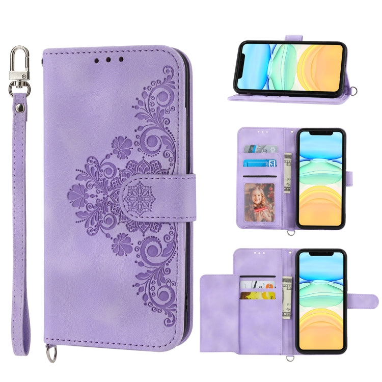 Skin-feel Flowers Embossed Wallet Leather Phone Case, Series 1