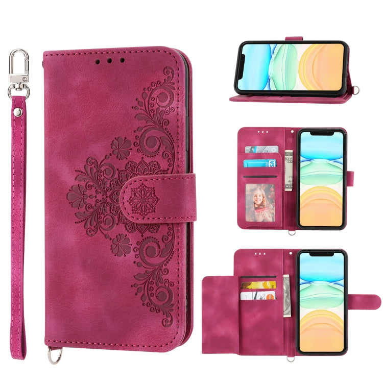 Skin-feel Flowers Embossed Wallet Leather Phone Case, Series 1