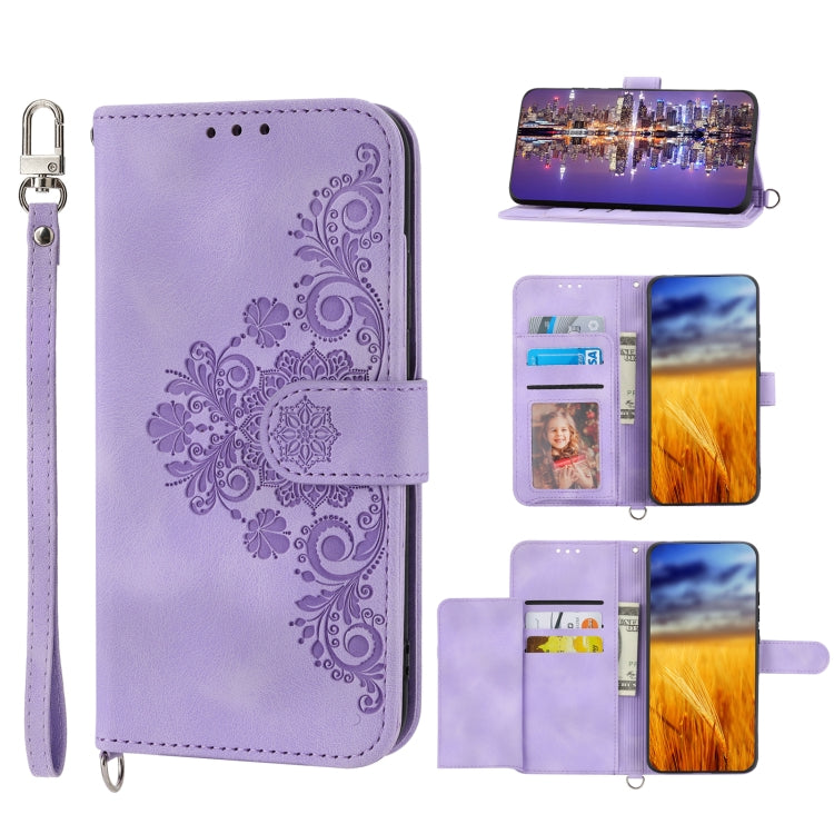 Skin-feel Flowers Embossed Wallet Leather Phone Case, Series 1