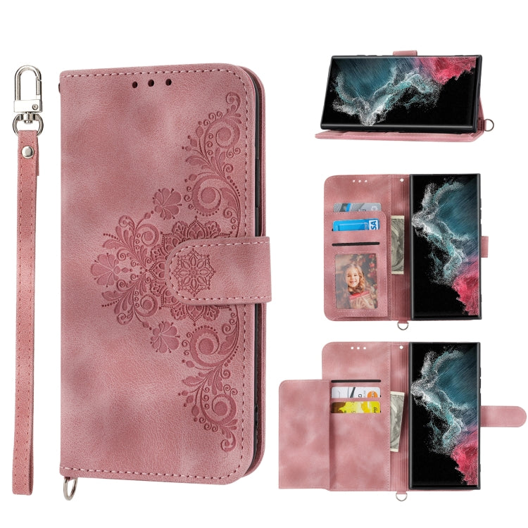 Skin-feel Flowers Embossed Wallet Leather Phone Case, Series 1