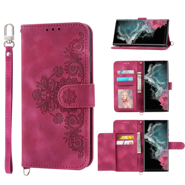 Skin-feel Flowers Embossed Wallet Leather Phone Case, Series 1