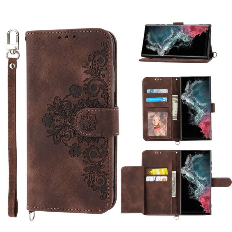 Skin-feel Flowers Embossed Wallet Leather Phone Case, Series 1