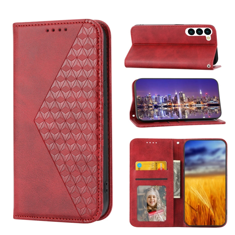 Cubic Grid Calf Texture Magnetic Leather Phone Case, For Sony Xperia 5 IV, For OPPO A17 4G, For Samsung Galaxy S23 5G, For Samsung Galaxy S23+ 5G, For Samsung Galaxy S23 Ultra 5G