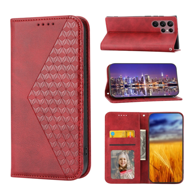 Cubic Grid Calf Texture Magnetic Leather Phone Case, For Sony Xperia 5 IV, For OPPO A17 4G, For Samsung Galaxy S23 5G, For Samsung Galaxy S23+ 5G, For Samsung Galaxy S23 Ultra 5G