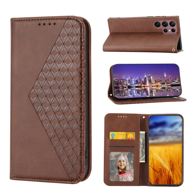 Cubic Grid Calf Texture Magnetic Leather Phone Case, For Sony Xperia 5 IV, For OPPO A17 4G, For Samsung Galaxy S23 5G, For Samsung Galaxy S23+ 5G, For Samsung Galaxy S23 Ultra 5G