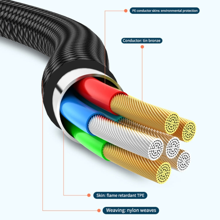 ADC-008 66W USB to USB-C/Type-C + 8 Pin + Micro USB 3 in 1 Fully Compatible Fast Charge Data Cable, 1.2m, 2m