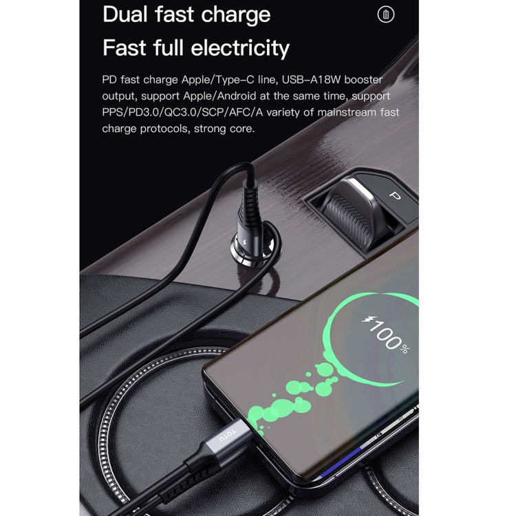 TOTUDESIGN 20W USB Car Fast Charging, Cable Length: 1.2m, 8 Pin, USB-C / Type-C