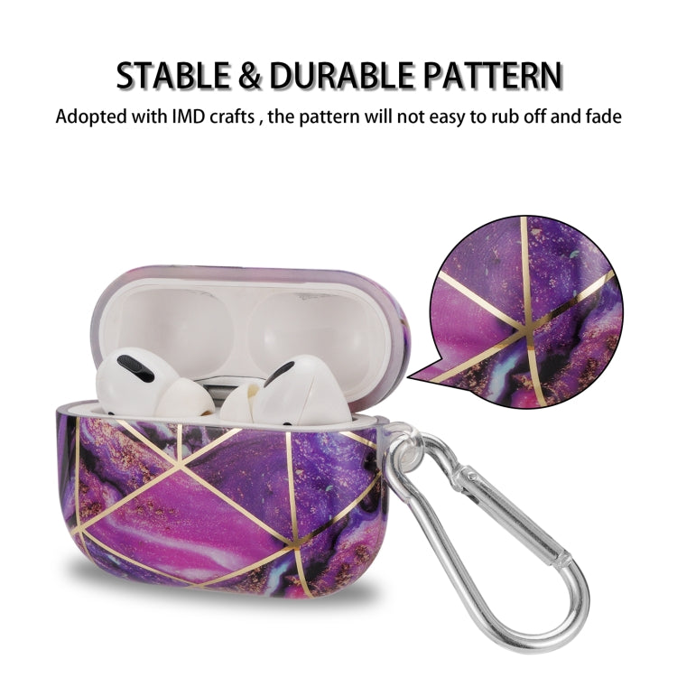 Electroplate Marble Pattern Wireless Earphone Protective Case with Hook, For AirPods Pro 2, For AirPods 3, For AirPods Pro, For AirPods 1 / 2