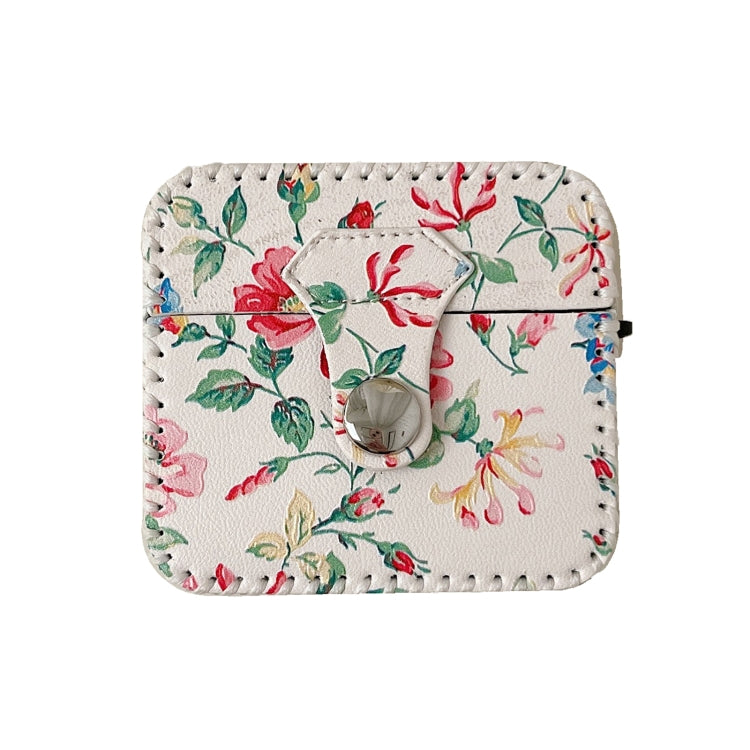 White Floral PU Leather Wireless Earphone Case, For AirPods Pro 2, For AirPods 3, For AirPods Pro, For AirPods 1/2