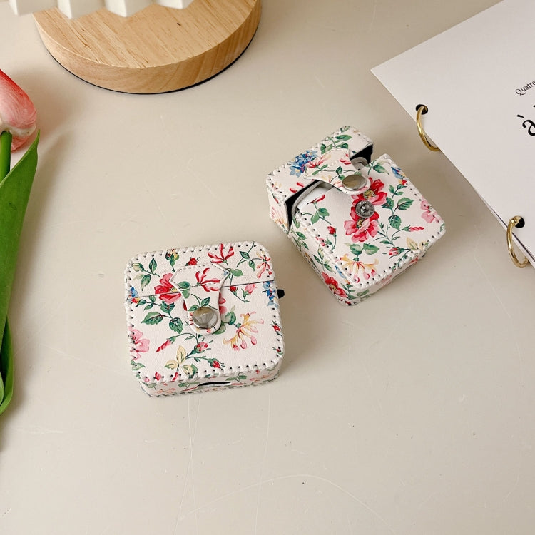 White Floral PU Leather Wireless Earphone Case, For AirPods Pro 2, For AirPods 3, For AirPods Pro, For AirPods 1/2