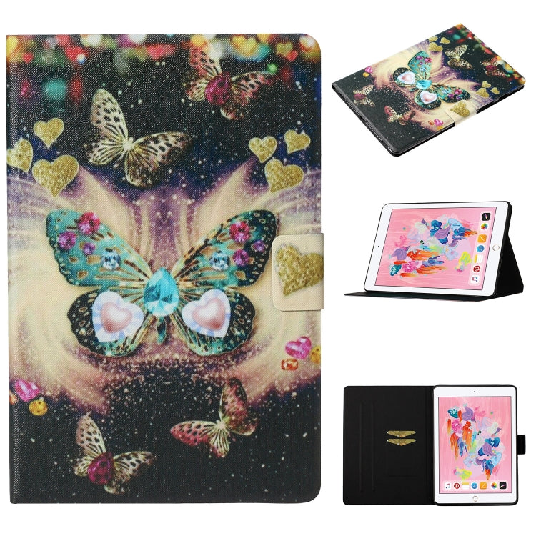 Coloured Drawing Pattern Horizontal Flip Leather Case with Holder & Card Slot & Sleep / Wake-up Function, For iPad 9.7 (2018) & (2017)