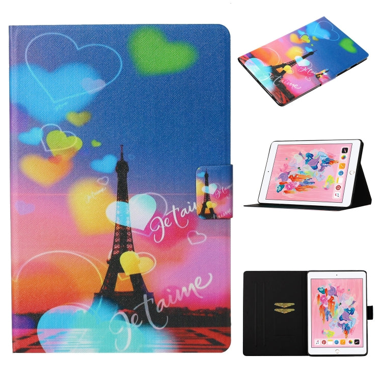 Coloured Drawing Pattern Horizontal Flip Leather Case with Holder & Card Slot & Sleep / Wake-up Function, For iPad 9.7 (2018) & (2017)