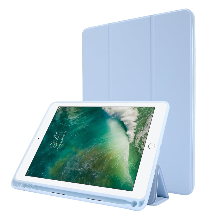 Skin Feel Pen Holder Tri-fold Tablet Leather Case, For iPad Air 2 / Air / 9.7 2018 / 9.7 2017, For iPad 10.2 2019 / iPad 10.2 2020 / iPad Air 3 / iPad Pro 10.5