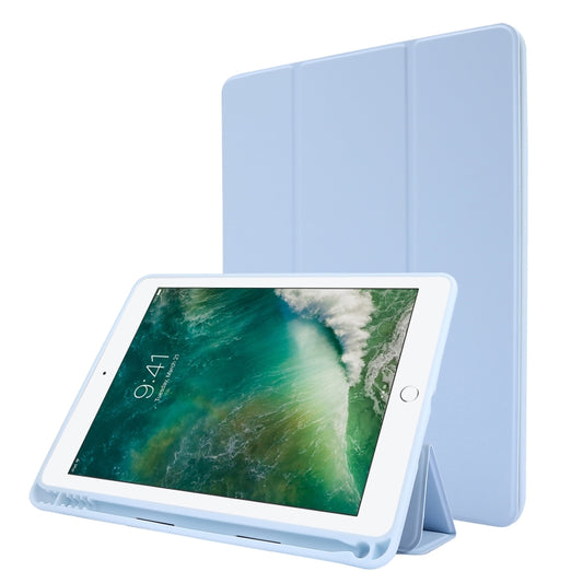 Skin Feel Pen Holder Tri-fold Tablet Leather Case, For iPad Air 2 / Air / 9.7 2018 / 9.7 2017, For iPad 10.2 2019 / iPad 10.2 2020 / iPad Air 3 / iPad Pro 10.5