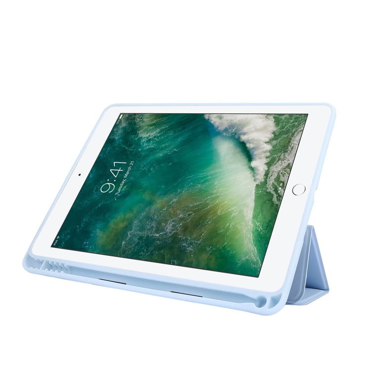 Skin Feel Pen Holder Tri-fold Tablet Leather Case, For iPad Air 2 / Air / 9.7 2018 / 9.7 2017, For iPad 10.2 2019 / iPad 10.2 2020 / iPad Air 3 / iPad Pro 10.5