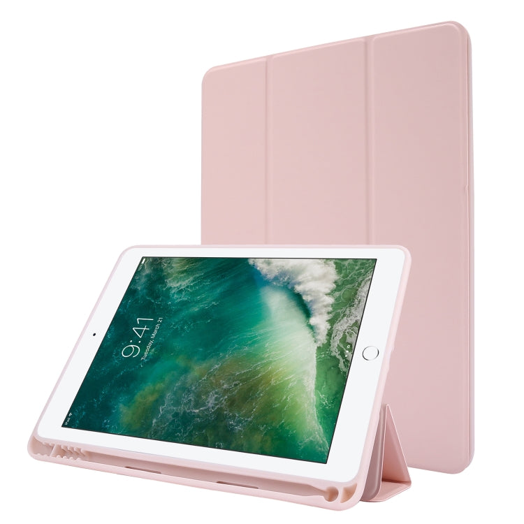 Skin Feel Pen Holder Tri-fold Tablet Leather Case, For iPad Air 2 / Air / 9.7 2018 / 9.7 2017, For iPad 10.2 2019 / iPad 10.2 2020 / iPad Air 3 / iPad Pro 10.5