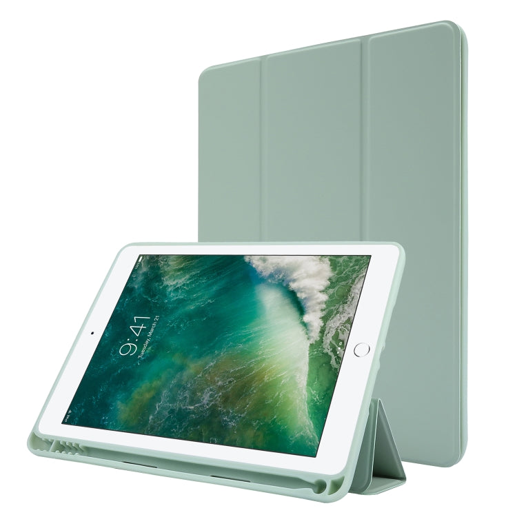 Skin Feel Pen Holder Tri-fold Tablet Leather Case, For iPad Air 2 / Air / 9.7 2018 / 9.7 2017, For iPad 10.2 2019 / iPad 10.2 2020 / iPad Air 3 / iPad Pro 10.5