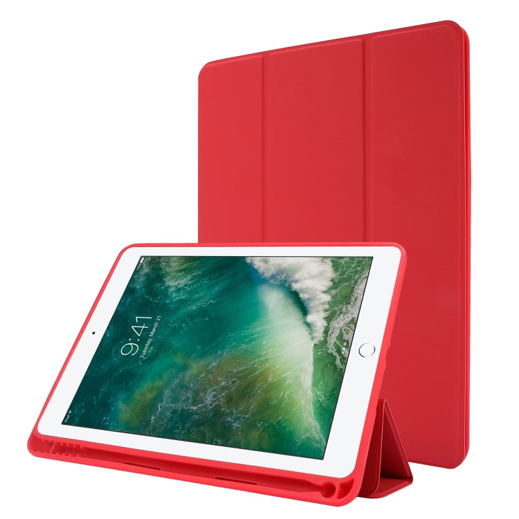 Skin Feel Pen Holder Tri-fold Tablet Leather Case, For iPad Air 2 / Air / 9.7 2018 / 9.7 2017, For iPad 10.2 2019 / iPad 10.2 2020 / iPad Air 3 / iPad Pro 10.5