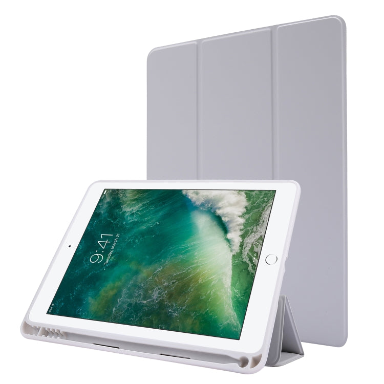 Skin Feel Pen Holder Tri-fold Tablet Leather Case, For iPad Air 2 / Air / 9.7 2018 / 9.7 2017, For iPad 10.2 2019 / iPad 10.2 2020 / iPad Air 3 / iPad Pro 10.5