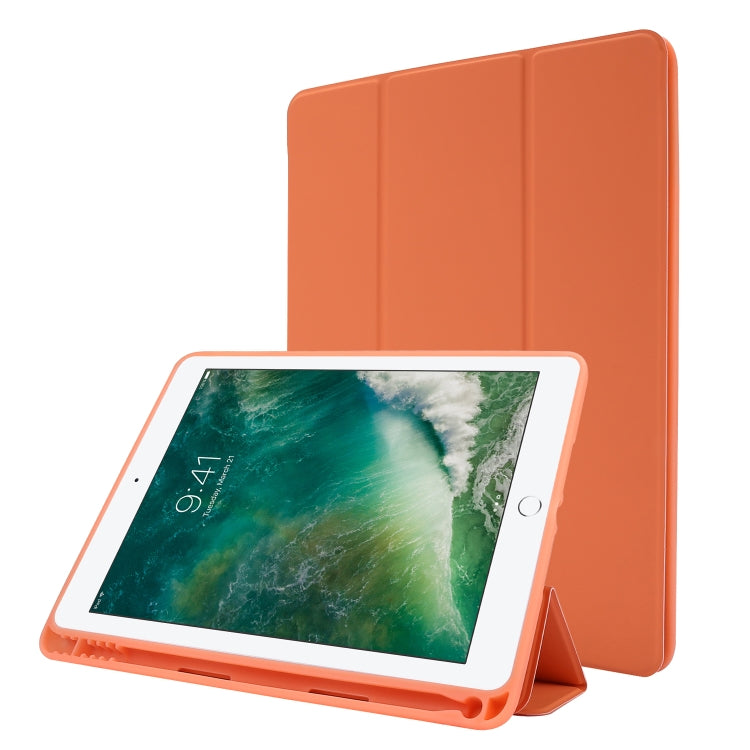 Skin Feel Pen Holder Tri-fold Tablet Leather Case, For iPad Air 2 / Air / 9.7 2018 / 9.7 2017, For iPad 10.2 2019 / iPad 10.2 2020 / iPad Air 3 / iPad Pro 10.5
