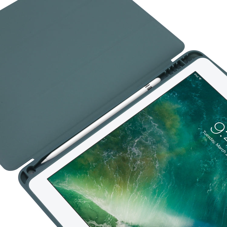 Skin Feel Pen Holder Tri-fold Tablet Leather Case, For iPad Air 2 / Air / 9.7 2018 / 9.7 2017, For iPad 10.2 2019 / iPad 10.2 2020 / iPad Air 3 / iPad Pro 10.5