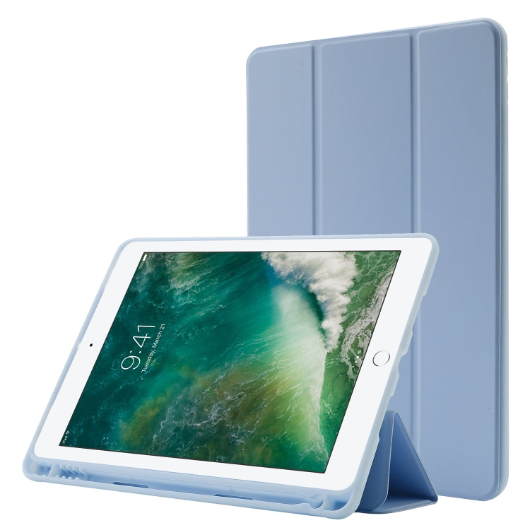 Skin Feel Pen Holder Tri-fold Tablet Leather Case, For iPad Air 2 / Air / 9.7 2018 / 9.7 2017, For iPad 10.2 2019 / iPad 10.2 2020 / iPad Air 3 / iPad Pro 10.5, For iPad Pro 11 2022 / 2021 / 2020 / 2018