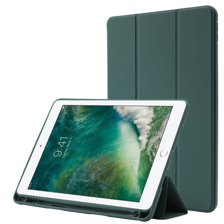 Skin Feel Pen Holder Tri-fold Tablet Leather Case, For iPad Air 2 / Air / 9.7 2018 / 9.7 2017, For iPad 10.2 2019 / iPad 10.2 2020 / iPad Air 3 / iPad Pro 10.5