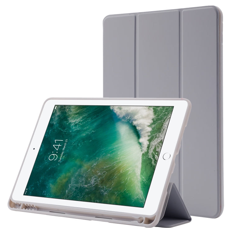 Skin Feel Pen Holder Tri-fold Tablet Leather Case, For iPad Air 2 / Air / 9.7 2018 / 9.7 2017, For iPad 10.2 2019 / iPad 10.2 2020 / iPad Air 3 / iPad Pro 10.5