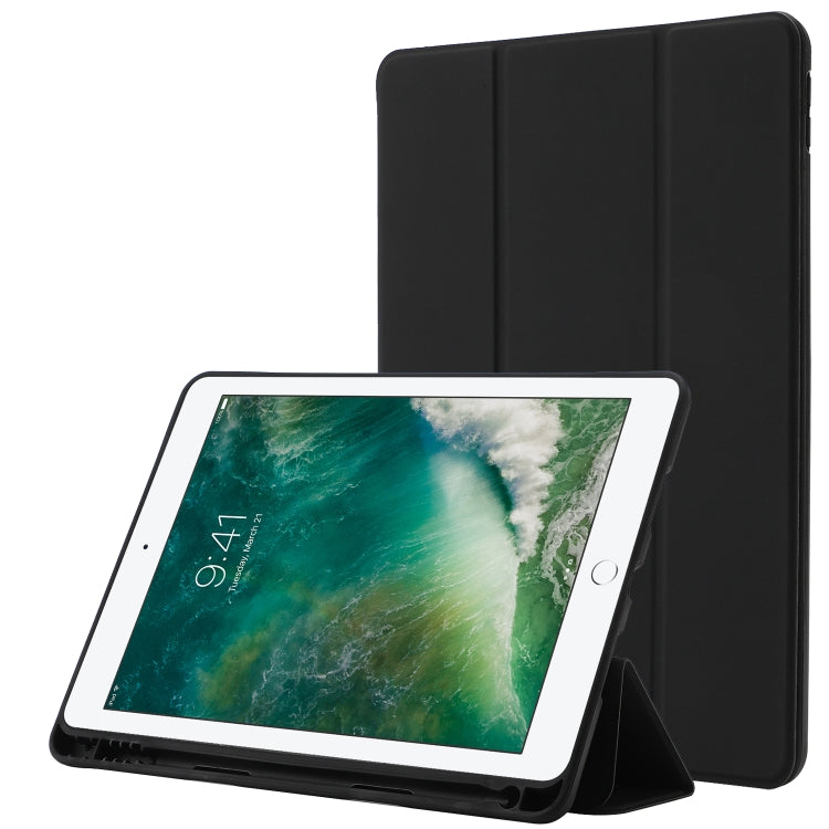 Skin Feel Pen Holder Tri-fold Tablet Leather Case, For iPad Air 2 / Air / 9.7 2018 / 9.7 2017, For iPad 10.2 2019 / iPad 10.2 2020 / iPad Air 3 / iPad Pro 10.5, For iPad Pro 11 2022 / 2021 / 2020 / 2018