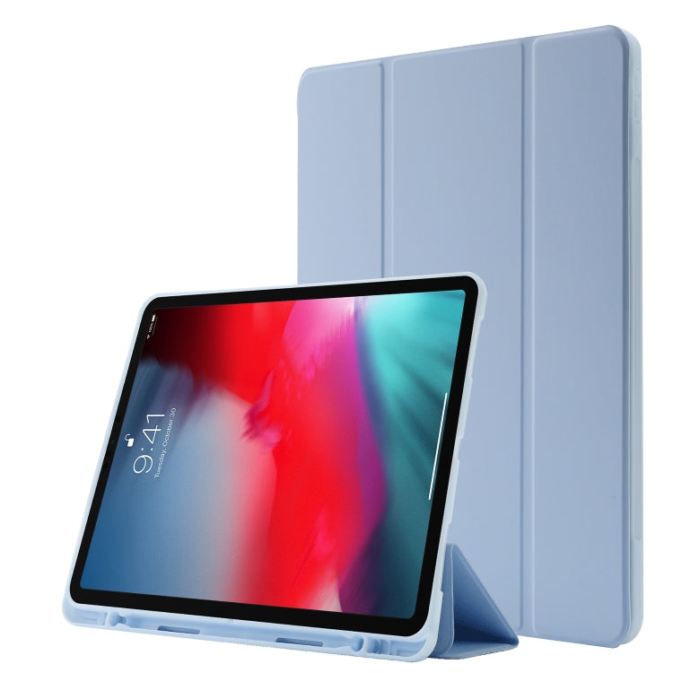 Skin Feel Pen Holder Tri-fold Tablet Leather Case, For iPad Air 2 / Air / 9.7 2018 / 9.7 2017, For iPad 10.2 2019 / iPad 10.2 2020 / iPad Air 3 / iPad Pro 10.5, For iPad Pro 11 2022 / 2021 / 2020 / 2018